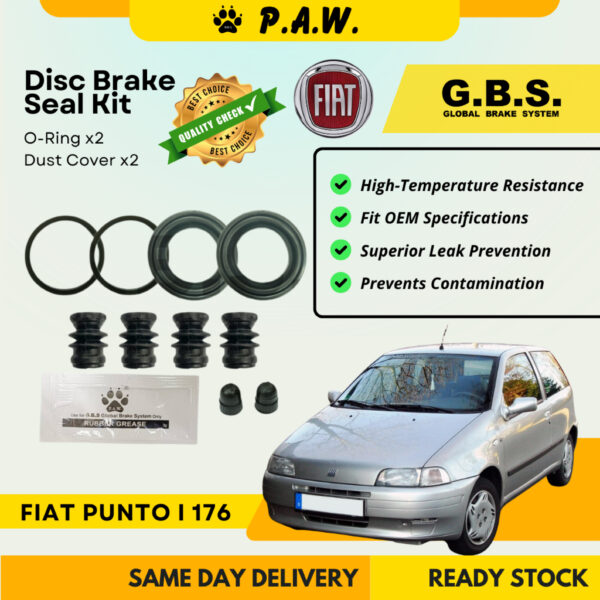 GBS Disc Brake Seal Kit For Fiat Punto I 176 1993-1999 (Front) (Full Set)
