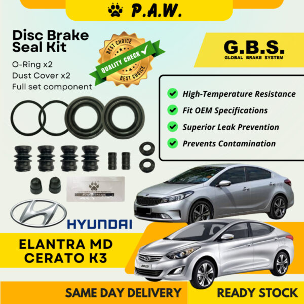 GBS Disc Brake Seal Kit For HYUNDAI ELANTRA MD CERATO K3 (Rear) (Full Set)