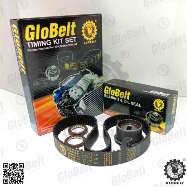 Globelt Timing Belt Kit Set For Proton Satria 1.6L (M24/ C98) 1996 ,Wira 1.6 (MC41/ M44/ C98) 1993 (117YU29 )