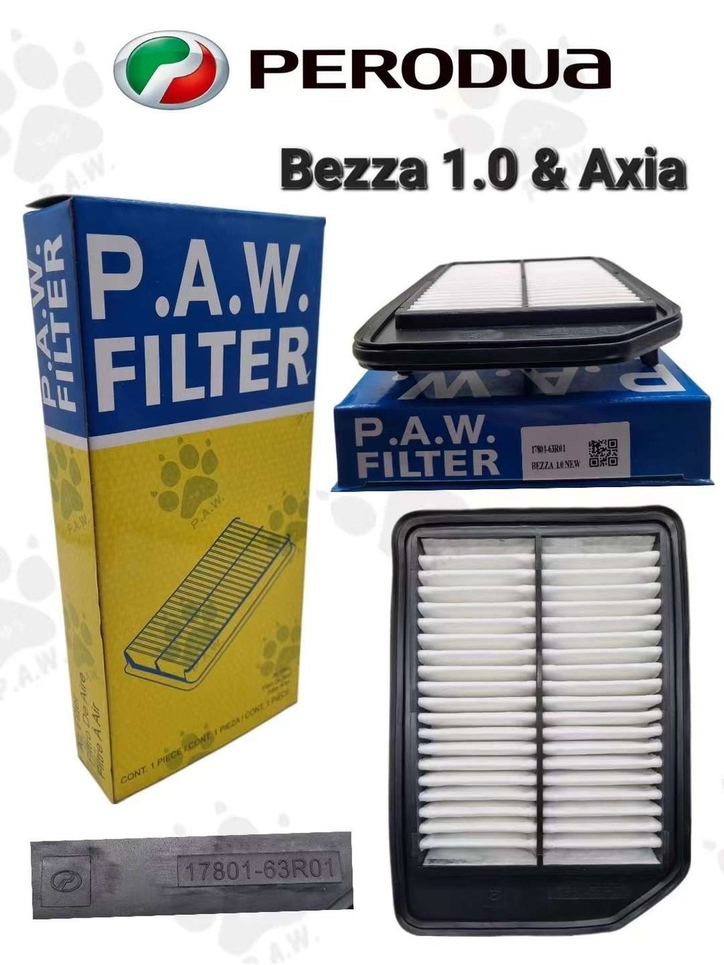 Air Filter for PERODUA BEZZA 1.0 & AXIA 2017-2021 (17801-BZ140) (17801-63R01)