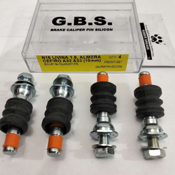 GBS Front Disc Brake Caliper Pin for NISSAN N16 1.8, LIVINA 1.8, ALMERA, CEFIRO A32 A33 (FULL SET)