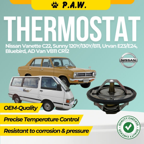 Thermostat for Nissan Vanette C22, Sunny 120Y/130Y/B11, Urvan E23/E24, Bluebird, AD Van VB11 CR12 82°C (With Oring)