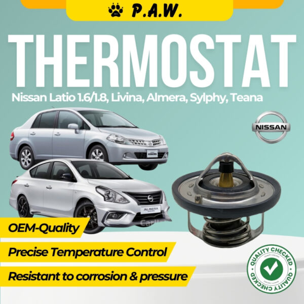 Thermostat for Nissan Latio 1.6/1.8, Livina, Almera, Sylphy, Teana 82°C (With Oring)