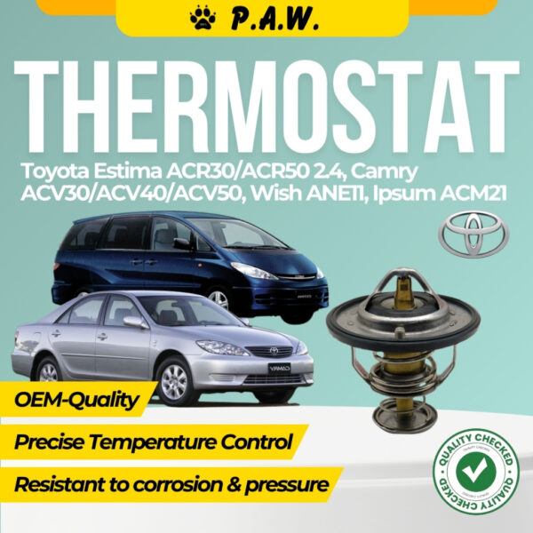 Thermostat for Toyota Estima ACR30/ACR50 2.4, Camry ACV30/ACV40/ACV50, Wish ANE11, Ipsum ACM21 82°C (With Oring)