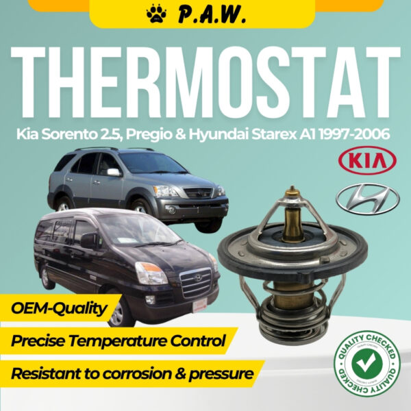 Thermostat for Kia Sorento 2.5, Pregio & Hyundai Starex A1 1997-2006 82°C (With Oring)