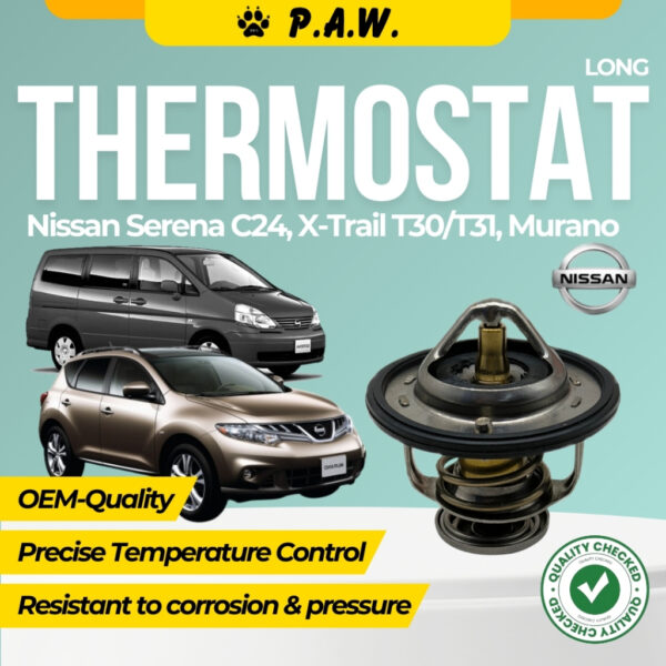 Thermostat (LONG) for Nissan Serena C24, X-Trail T30/T31, Murano 82°C (With Oring)