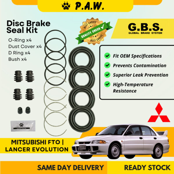 GBS Disc Brake Seal Kit For MITSUBISHI EVO 2 3 LANCER EVOLUTION, CE9A, FTO (Front) (Full Set)