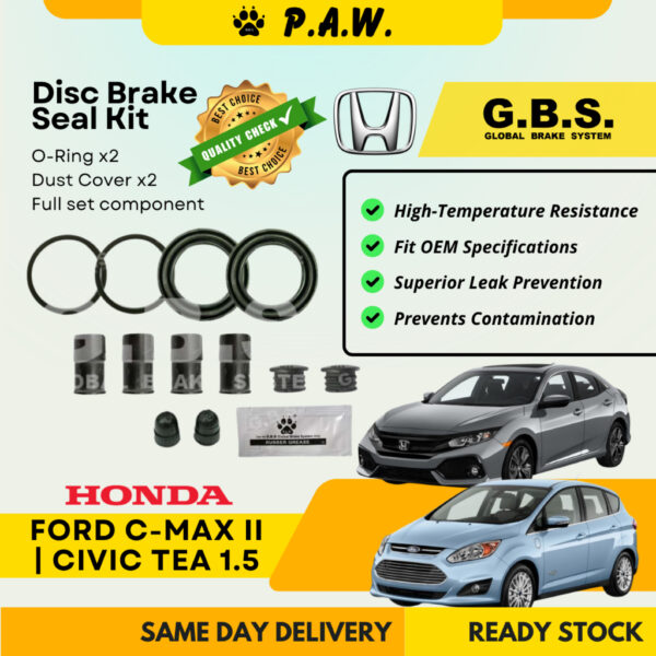 GBS Disc Brake Seal Kit for FORD C-MAX II 2010~2014, HONDA CIVIC 1.5 TEA (Rear) (Full Set)