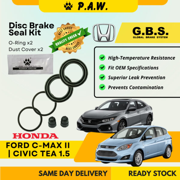 GBS Disc Brake Seal Kit for FORD C-MAX II 2010~2014, HONDA CIVIC 1.5 TEA (Rear) (Half Set)