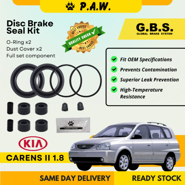 GBS Disc Brake Seal Kit for Kia Carens II 1.8 2003 (Front) (Full Set)