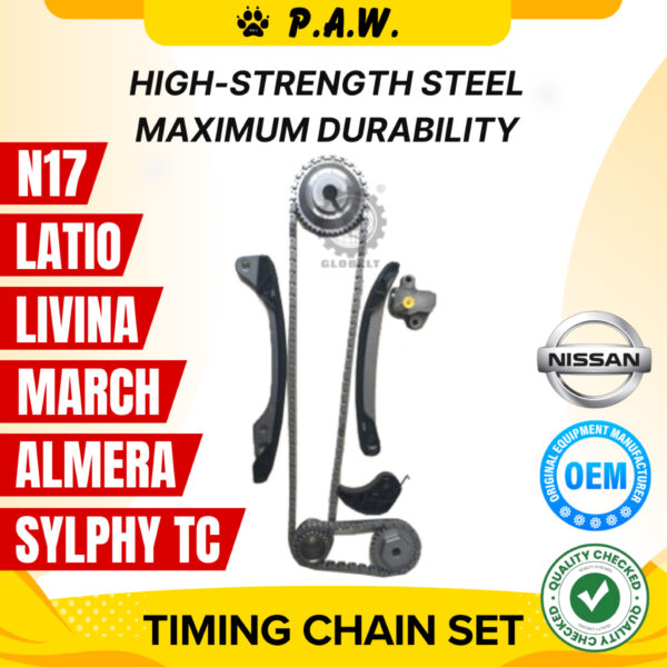 152S/56S Nissan Livina Latio March Sylphy Almera, HR15 HR16 HR20DE (NS149) GloBelt Timing Chain Set