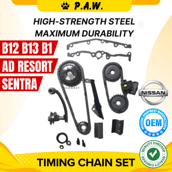 80S/54S B12 B13 B14 Nissan Sentra GA16DE 16V New, Ad Resort Y10 (NS117) GloBelt Timing Chain Set