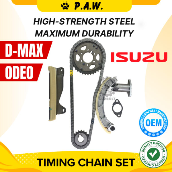 88 D-Max TFR TFS 3.0 DITD, Isuzu Rodeo 2.5 3.0 4JJ1 Old (Adjuster-No Hole) GloBelt Timing Chain Set