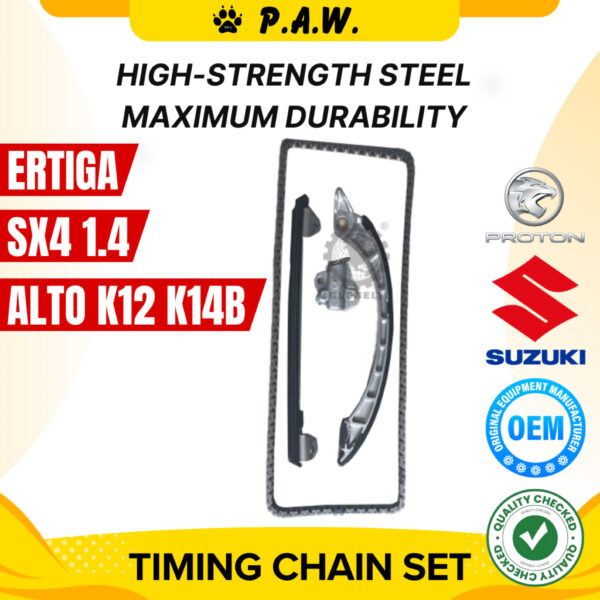 154L Proton Ertiga, Suzuki Alto K12 K14B Swift 1.4 SX4 AVI414 Chain (4/Set) GloBelt Timing Chain Set