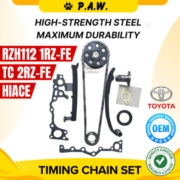 102S RZH112 2.7 1RZ-FE New 2RZ-FE TC Toyota Hiace 1999-2005 Chain (9/Set)(TY120/KA-21) GloBelt Timing Chain Set