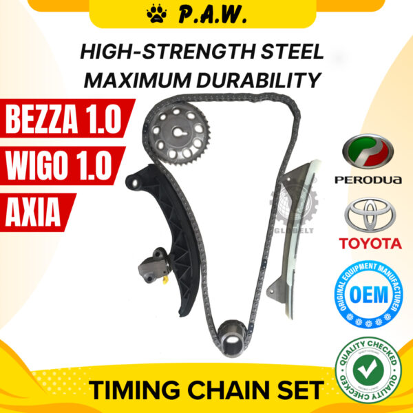 13506-Bz060 62T Perodua Axia Bezza Wigo 1.0 Chain K/Set (Globelt-7/Set) GloBelt Timing Chain Set