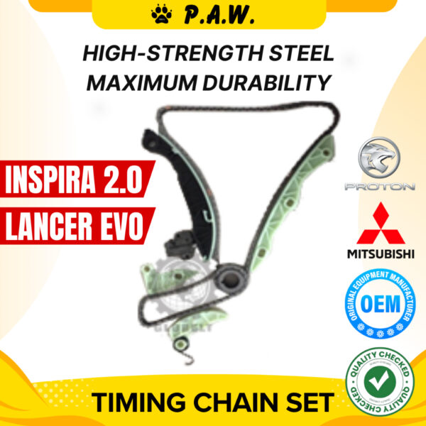 180/76L Proton Inspira 2.0, Mitsubishi Lancer Evo 4B10 4B11 Chain (8/Set) GloBelt Timing Chain Set