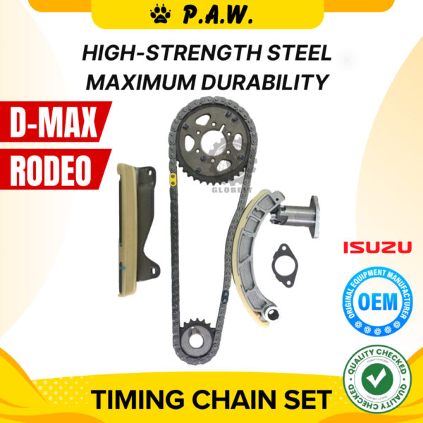 88 Isuzu D-Max ITEQ TFR TFS 2.5 CRDI, Rodeo 2.5 3.0 4JK1 New (Adjuster-Hole) Chain (6/Set) GloBelt Timing Chain Set