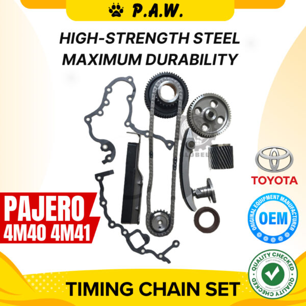 MI002 98S Mitsubishi Pajero 4M40 4M41 New (Single) Chain (7/Set) (+Pump Gear + Crank Gear) GloBelt Timing Chain Set