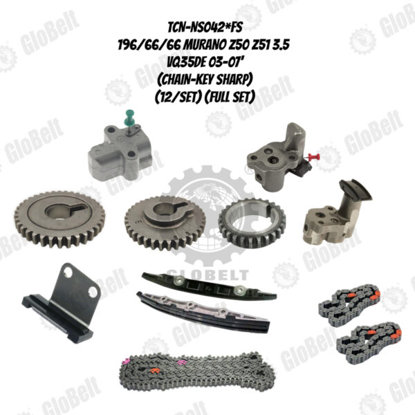 Second image of 196/66/66 Nissan Murano Z50 Z51 3.5 VQ35DE 2003-2007 (Chain-Key Sharp) (12/Set) (Full Set) GloBelt Timing Chain Set