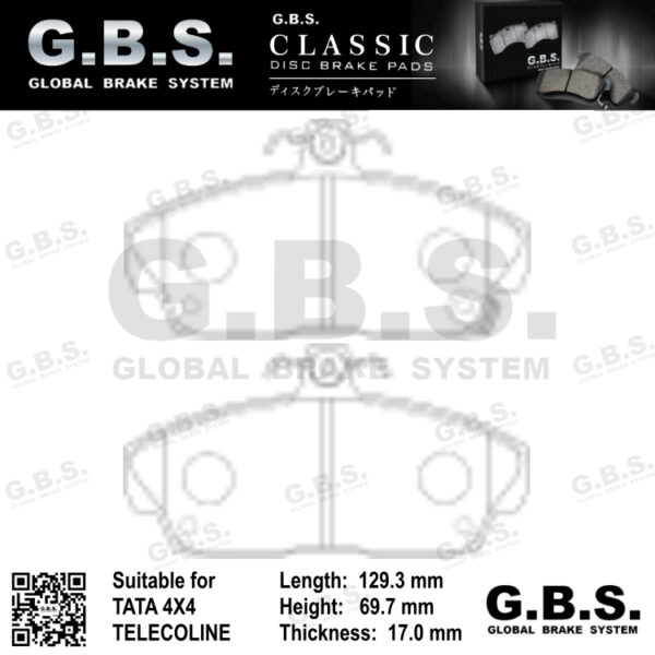 Tata Indica 1.4 Tata Telcoline 207 3.0 Tata Safari 2.0/2.1 Diesel 4x4 GBS Classic Front Brake Pad Brek Depan