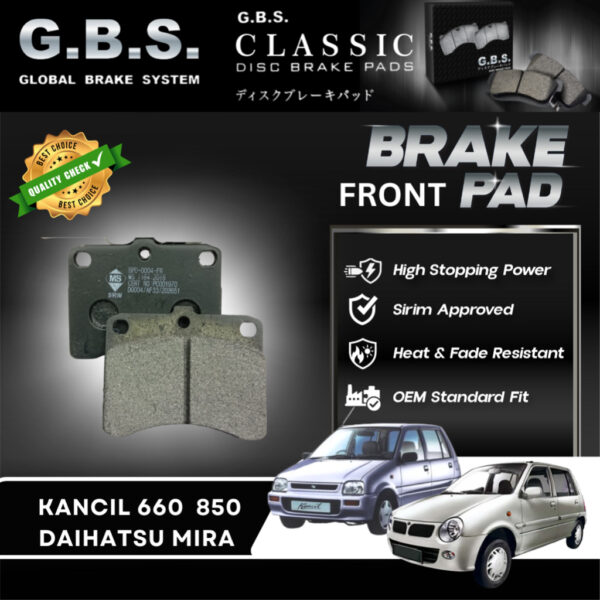 Perodua Kancil 660 850 Perodua Mira Front GBS Classic Brake Pad Brek Depan