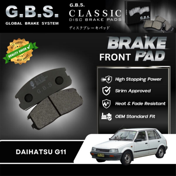 Daihatsu CHARADE G11 (1977-2000) Front GBS Classic Brake Pad Brek Depan