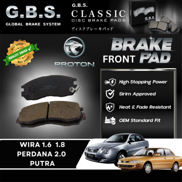 Proton Perdana Satria 1.6 1.8 GTI  Wira 1.6, 1.8 Putra 1.8 GBS Classis Front Brake Pad Depan Brek