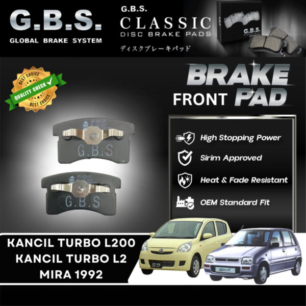 DAIHATSU AURA TURBO MOVE L600S L500 PERODUA KANCIL TURBO L200 MIRA L200/S660 Front GBS Classic Brake Pad Brek Depan