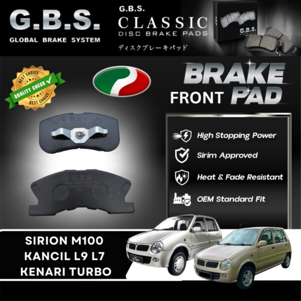 Daihatsu Mira Perodua Kancil L7 L9 Kenari Turbo Sirion  Front GBS Classic Brake Pad Brek Depan