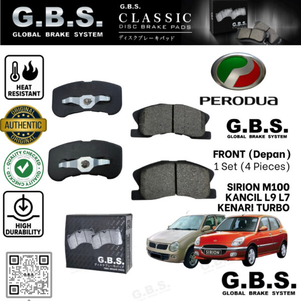 Second image of Daihatsu Mira Perodua Kancil L7 L9 Kenari Turbo Sirion  Front GBS Classic Brake Pad Brek Depan