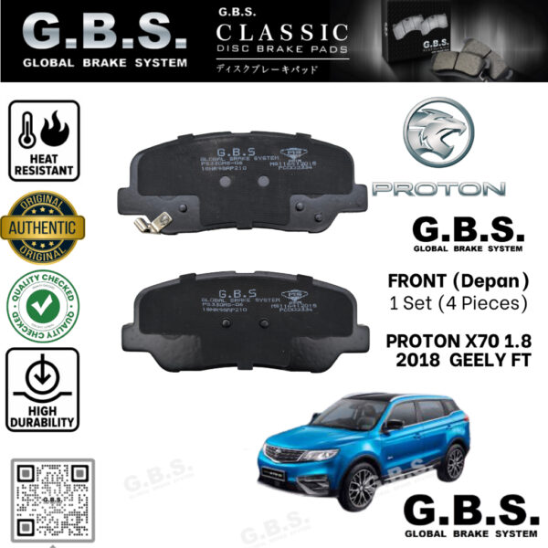 Second image of Proton X70 1.8 2018 Front GBS Classic Brake Pad Depan Brek