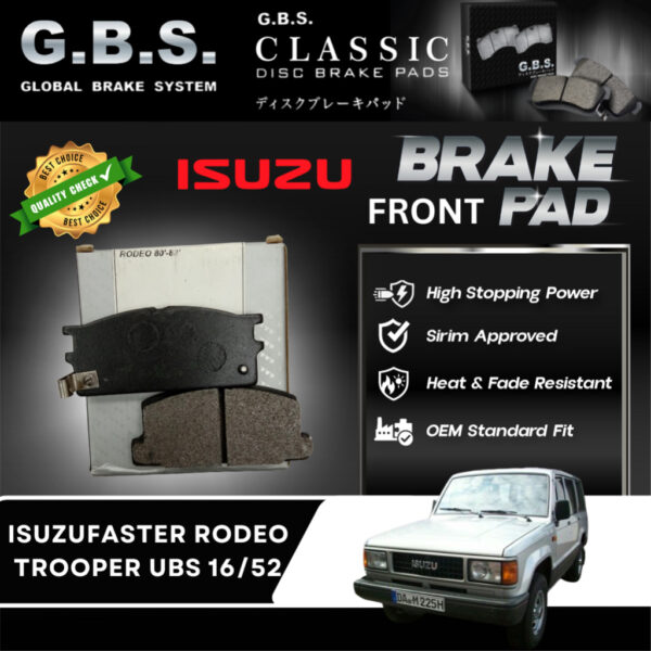 Isuzu Trooper UBS16/52 2.2 1980-1983 Faster Rodeo Front GBS Classic Brake Pad Brek Depan