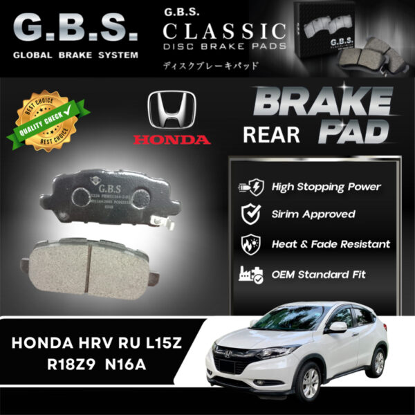 Honda HRV RU L15Z  R18Z9 1.8 2013-2022  N16A 1.6 Turbo Diesel 2013-2022 FRONT GBS Classic Brake Pad Brek Depan