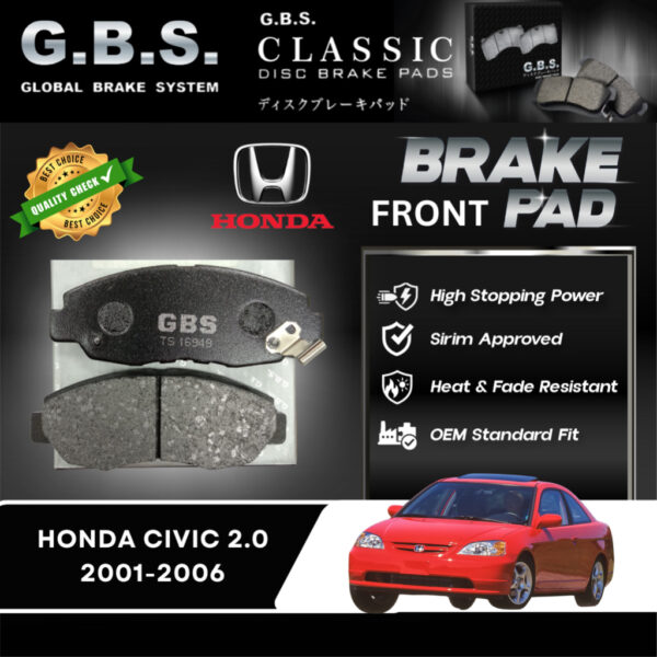 Honda Legend KB1 2004-2008 KB2 2008-2012 Front GBS Classic Brake Pad Brek Depan