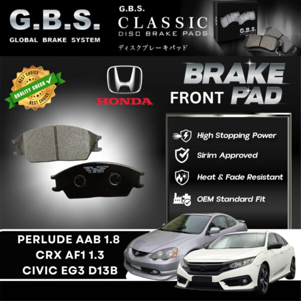 Honda Prelude AAB 1.8 1983-1987 CRX AF1 1.3 1983-1987 Civic EG3 D13B 1.3 1991-1995 FRONT GBS Classic Brake Pad Brek Depa