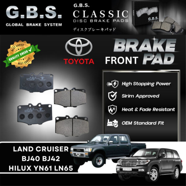 Toyota Land Cruiser BJ40 BJ42 HJ70 RJ70 Hilux YN61 LN65 Brek Depan GBS Classic Brake Pad Front Siri Approved
