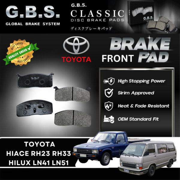 Toyota Hiace RH23 RH33 LH24 LH51 Hilux RN35 RN45 Brek Depan GBS Classic Front Brake Pad Semi Metalic