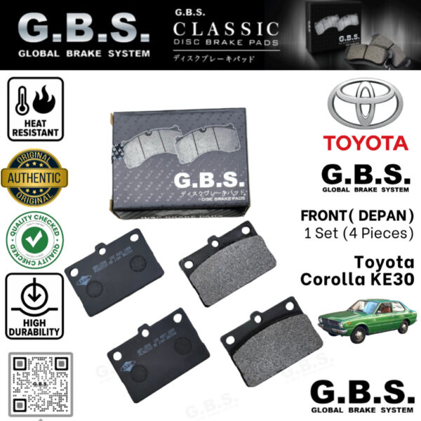 Second image of Toyota Corolla KE30 1976-1980 Depan Brek Pad GBS Classic Front Brake Pad Semi Metalic Sirim Approved