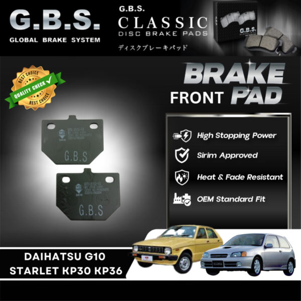 TOYOTA STARLET KP30  KP36 DAIHATSU CHARADE G10 Front GBS Classic Brake Pad Brek Depan