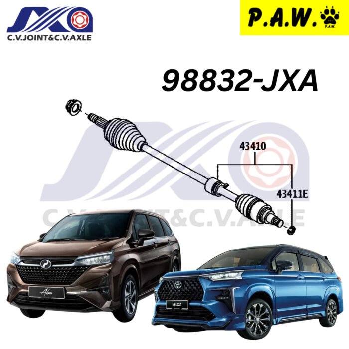 98832 JXA Drive Shaft (1pc) - Perodua Alza D27A 1.5 2022- & Toyota Veloz W150 1.5 (Right - Long)