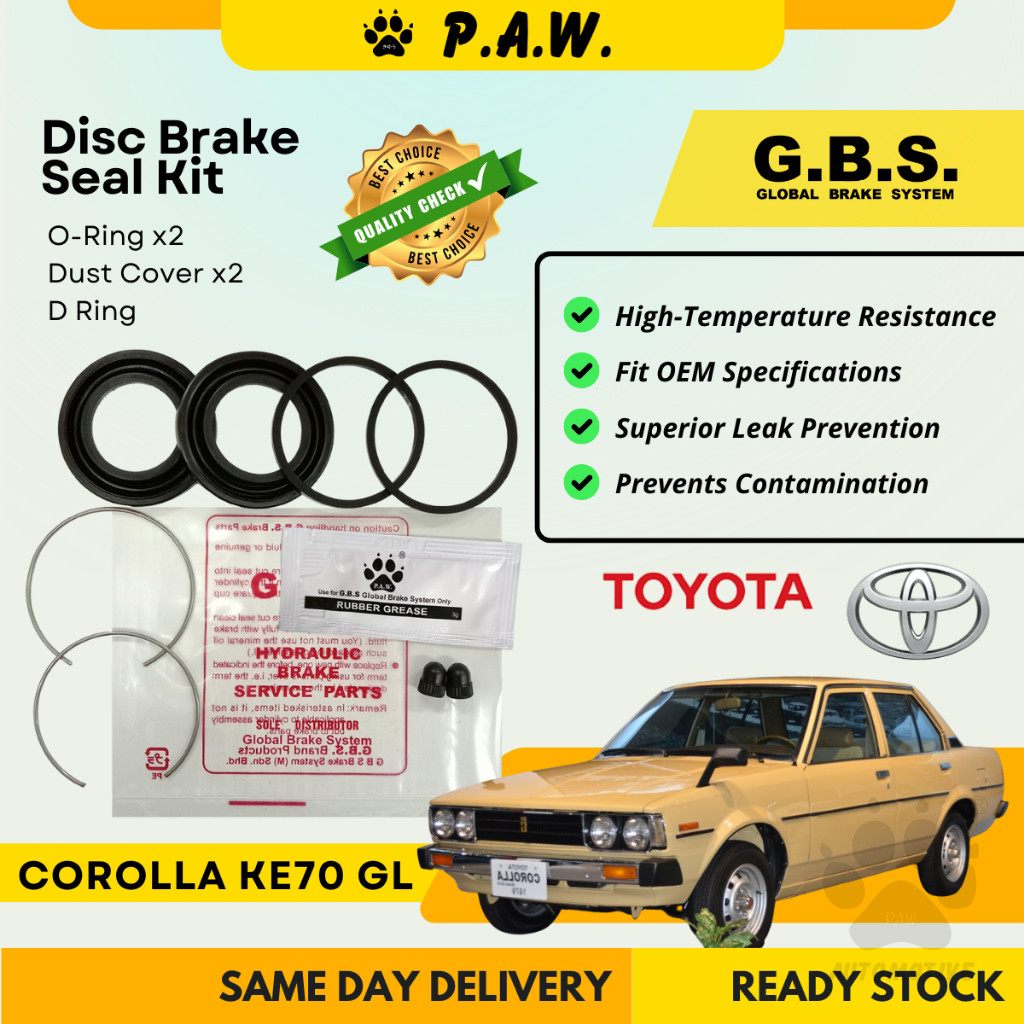 GBS Disc Brake Seal Kit For TOYOTA COROLLA KE70 GL (Front) (Half Set)