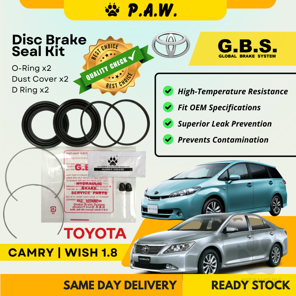GBS Disc Brake Seal Kit For TOYOTA CAMRY ACV40 ACV50,WISH 1.8 ZGE20 ZGE25W (Front) (Half Set)