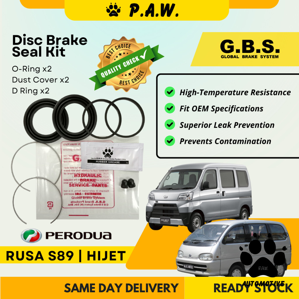 GBS Disc Brake Seal Kit For PERODUA RUSA S89, DAIHATSU HIJET (Front) (Half Set)