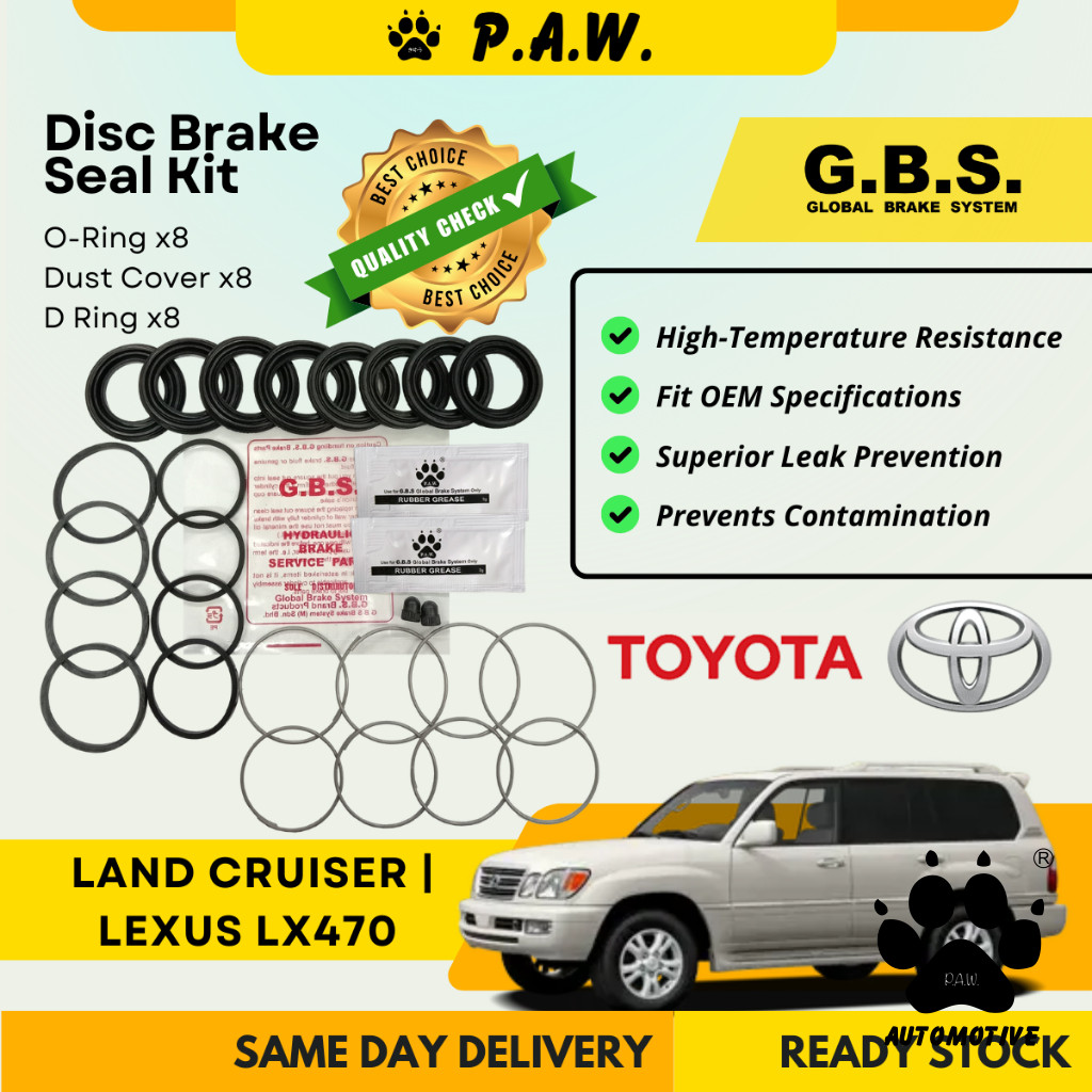 GBS Disc Brake Seal Kit For TOYOTA L/CRUISER UZJ100 HDJ100 HDJ101 LEXUS LX470 (Front) (Half Set)