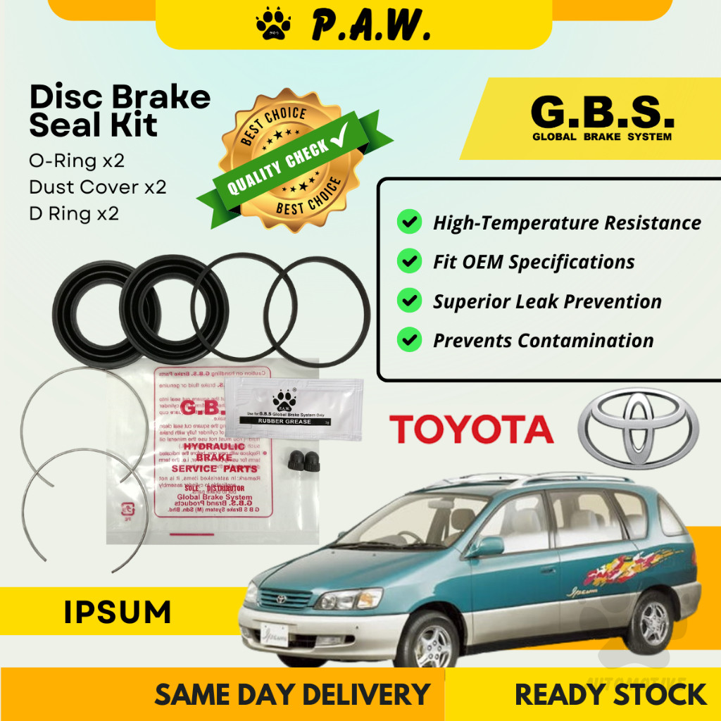 GBS Disc Brake Seal Kit For Toyota Ipsum ACM21/ ACM26 2AZ-FE 2.4 (Front) (Half Set)