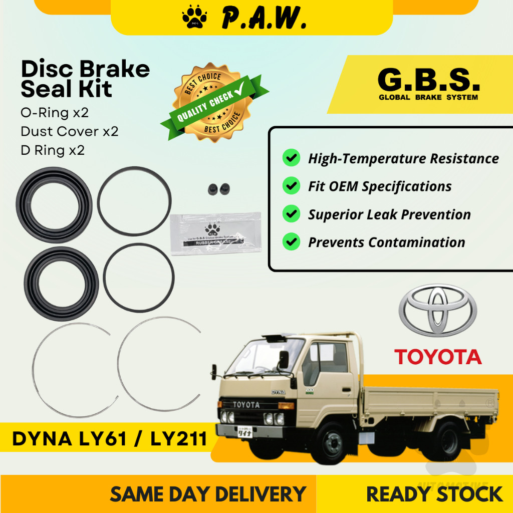 GBS Disc Brake Seal Kit For TOYOTA DYNA LY61, DYNA LY211 (Front) (Half Set)