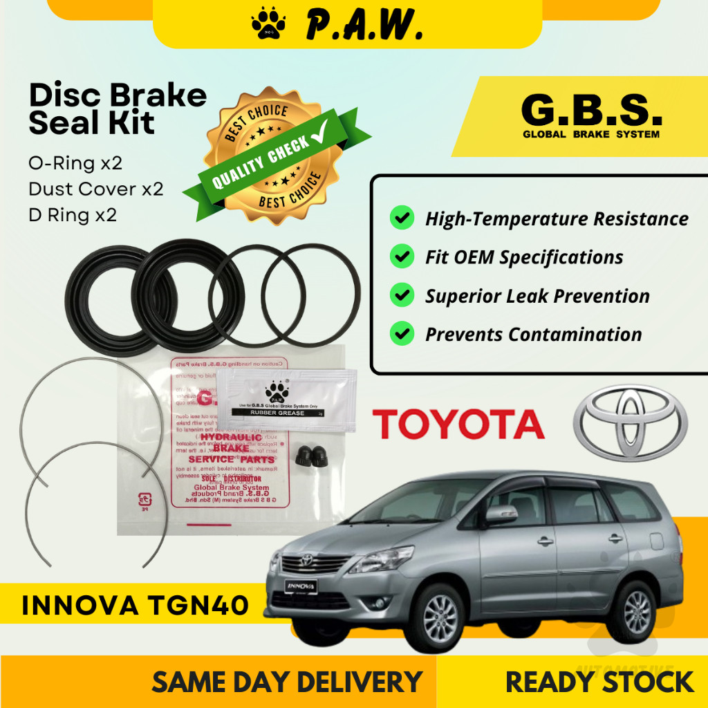 GBS Disc Brake Seal Kit For TOYOTA INNOVA TGN40 (Front) (Half Set)