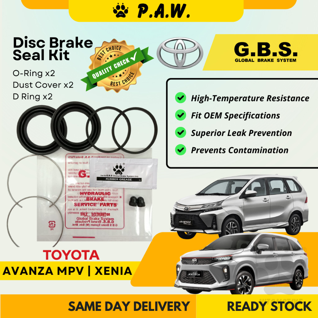 GBS Disc Brake Seal Kit For TOYOTA AVANZA MPV XENIA (Front) (Half Set)
