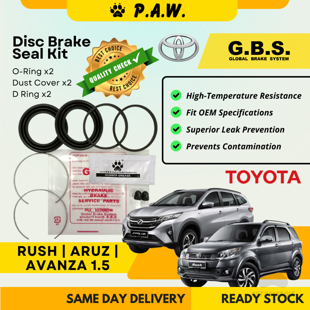 GBS Disc Brake Seal Kit For TOYOTA RUSH,ARUZ,AVANZA 1.5 2013 (Front) (Half Set)